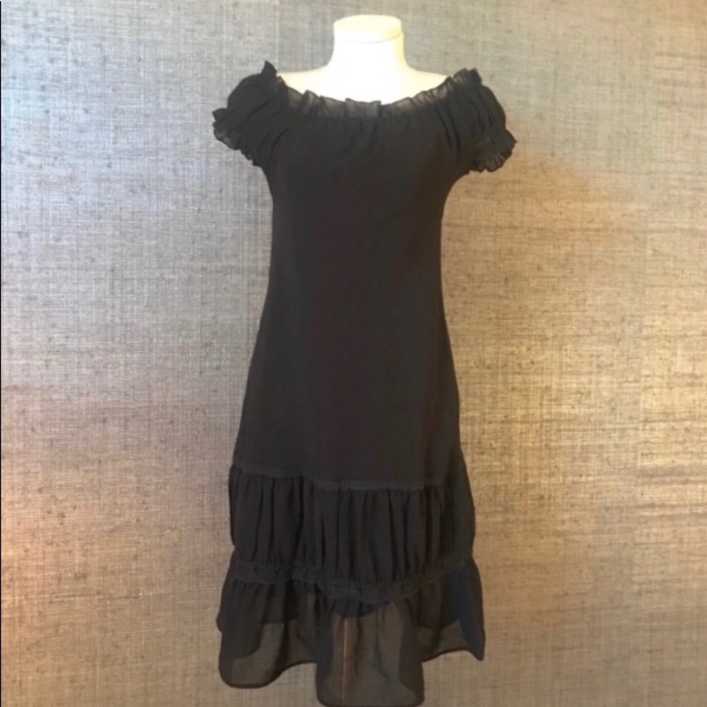 Mileage black ruffled lace detail dress